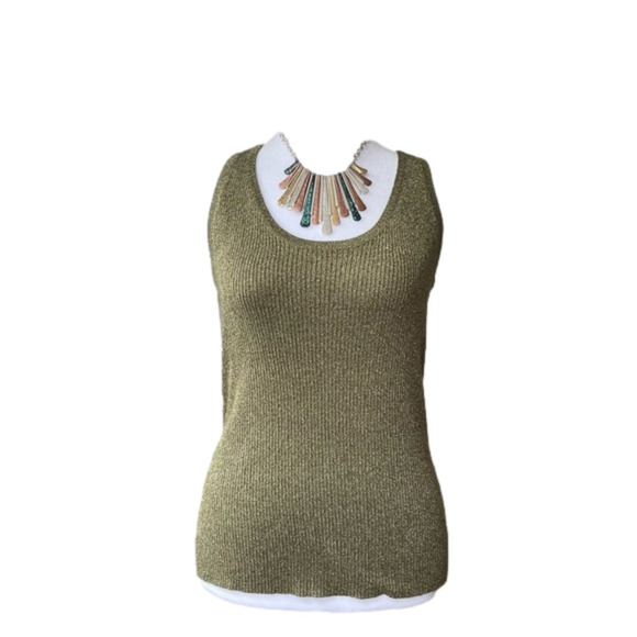 Mixit Metalic Olive Green Racerback Tank Top - Picture 1 of 8